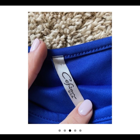 Royal Blue Dress with Sheer Sleeve - Picture 4 of 4